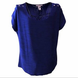 Vintage Suzie Royal Blue Short Sleeve Blouse